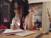 CrazyBella - dirty school girl riding n gets fucked